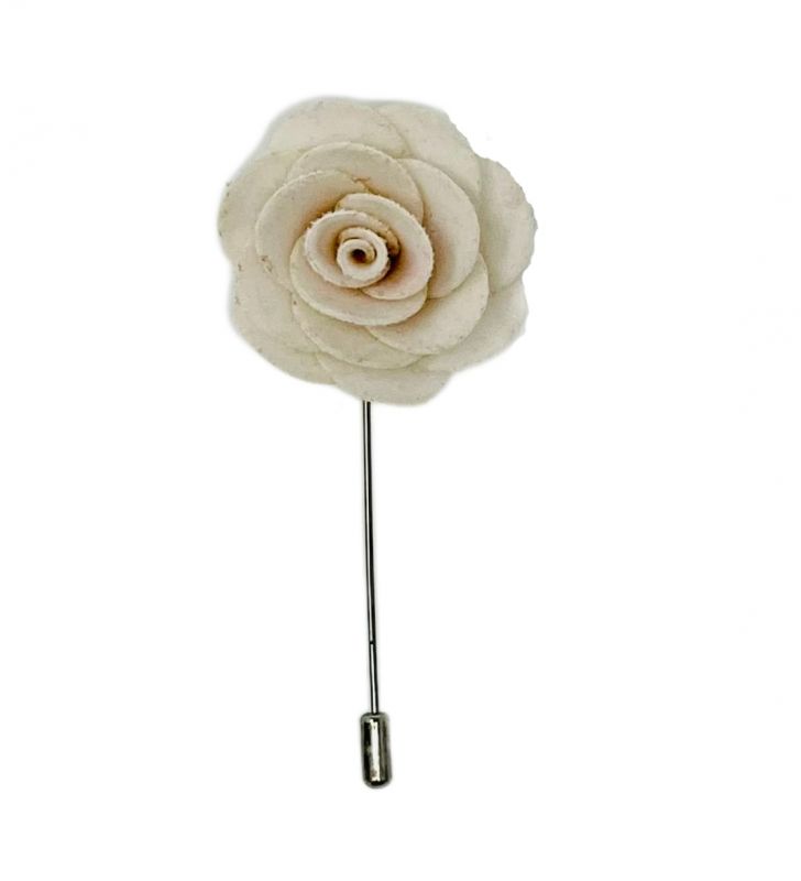 king & priory Ivory Velvet Flower/Rose Lapel Pin