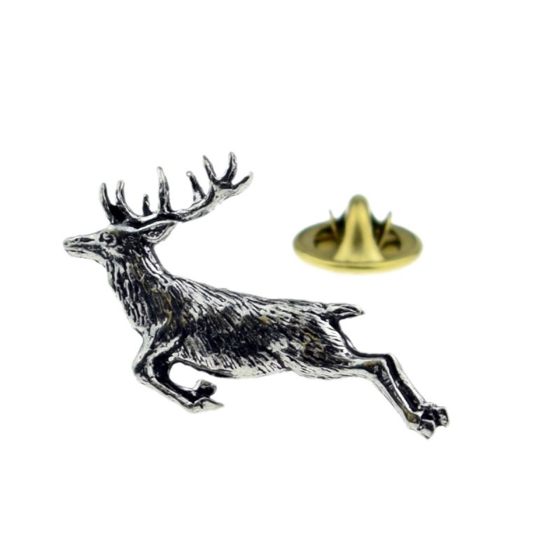 king & priory Jumping Stag Pewter Lapel Pin