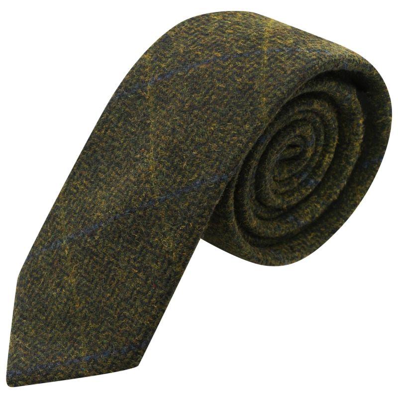king & priory Juniper Green Herringbone Check Tie