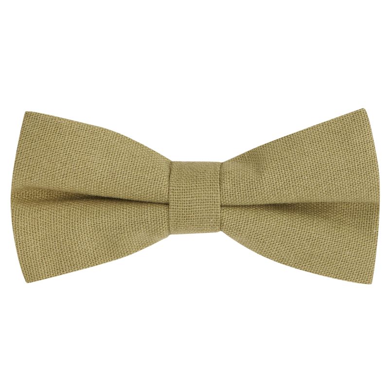 King & Priory Khaki Green Linen Bow Tie