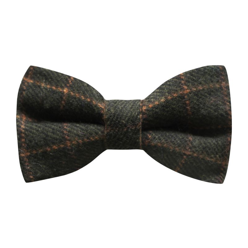 king & priory Leaf Green Tattersall Check Bow Tie