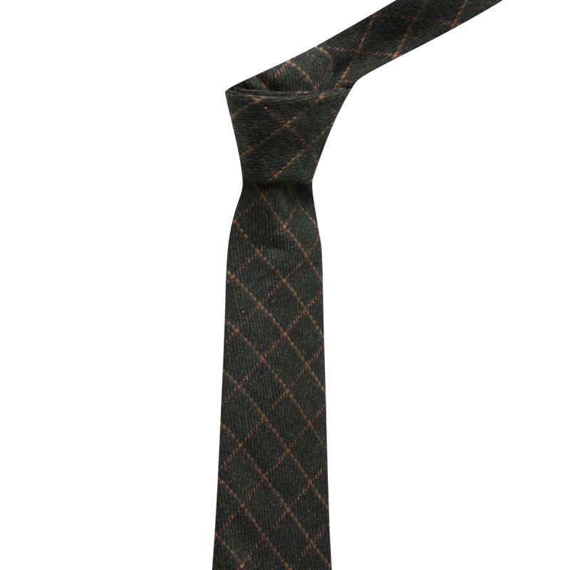 King & Priory Leaf Green Tattersall Check Tie