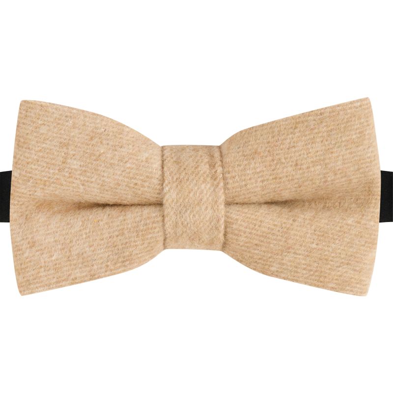 king & priory Light Camel Brown Woven Wool Bow Tie