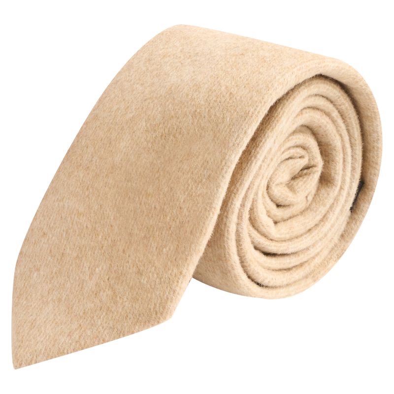 King & Priory Light Camel Brown Woven Wool Tie