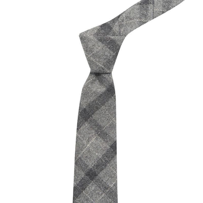 King & Priory Light Grey & Dark Grey Check Tie