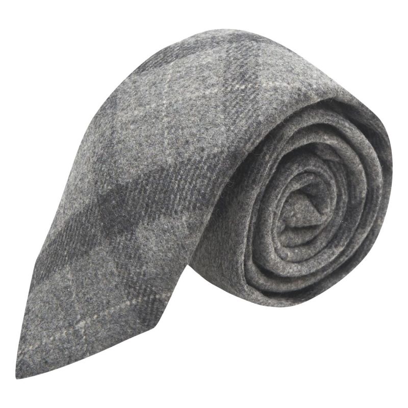 king & priory Light Grey & Dark Grey Check Tie