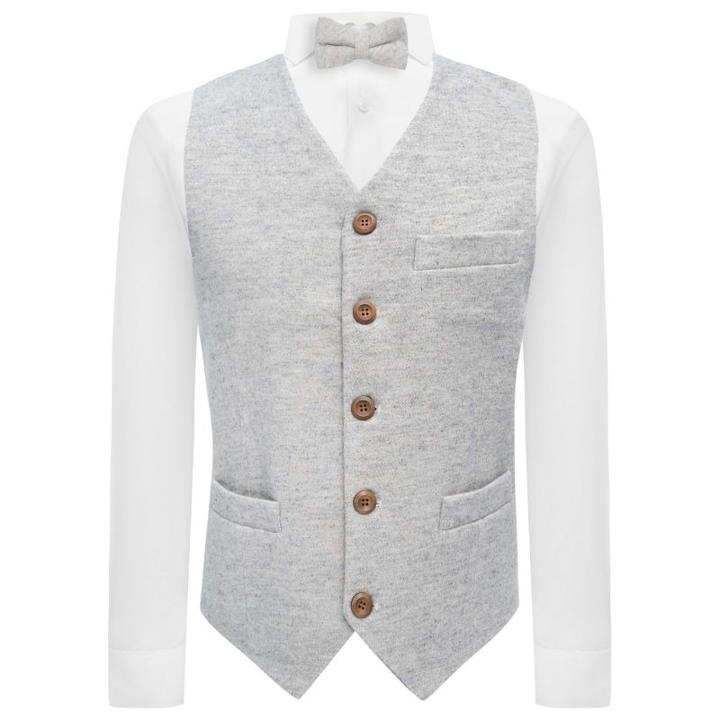 King & Priory Light Grey Donegal Tweed Waistcoat