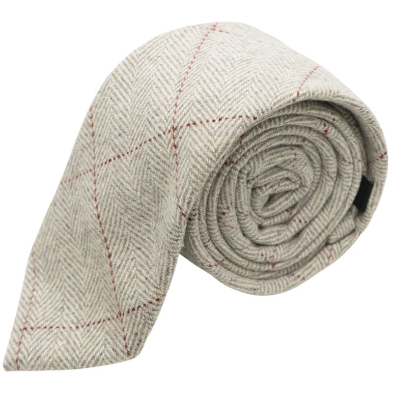 king & priory Light Grey Herringbone Tie