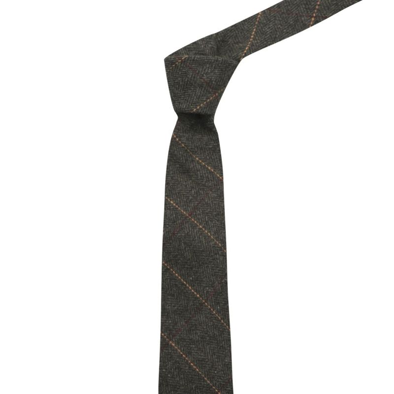 King & Priory Luxury Herringbone Charcoal Grey Tie
