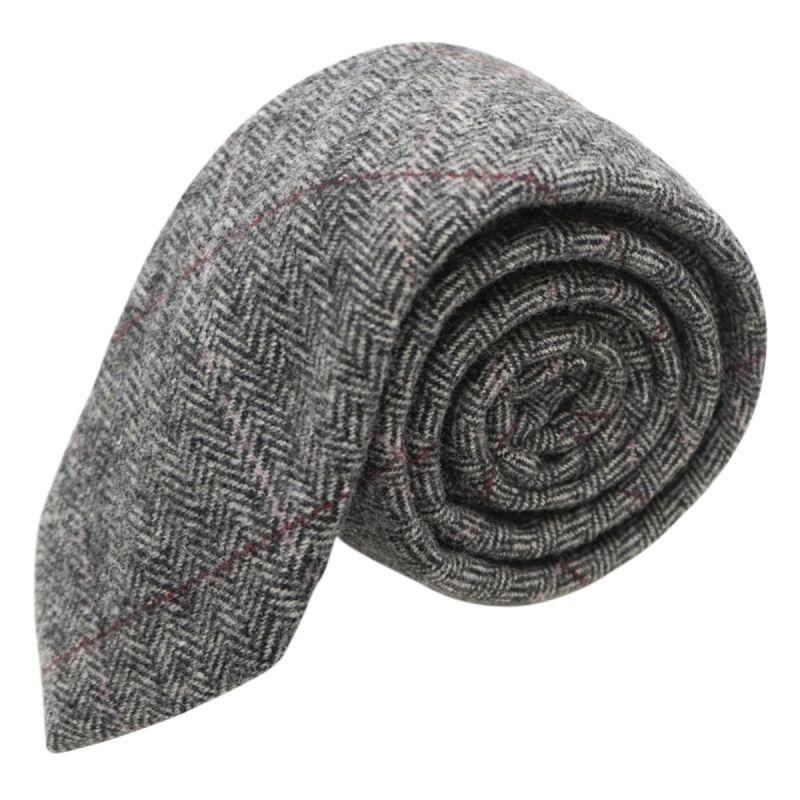 King & Priory Luxury Herringbone Pewter Grey Tie