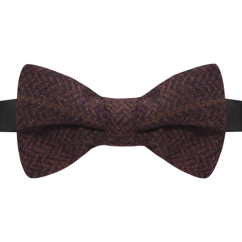 king & priory Mahogany Herringbone Check Bow Tie