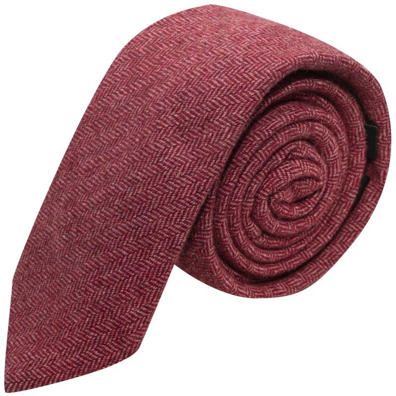 king & priory Maroon Herringbone Tie