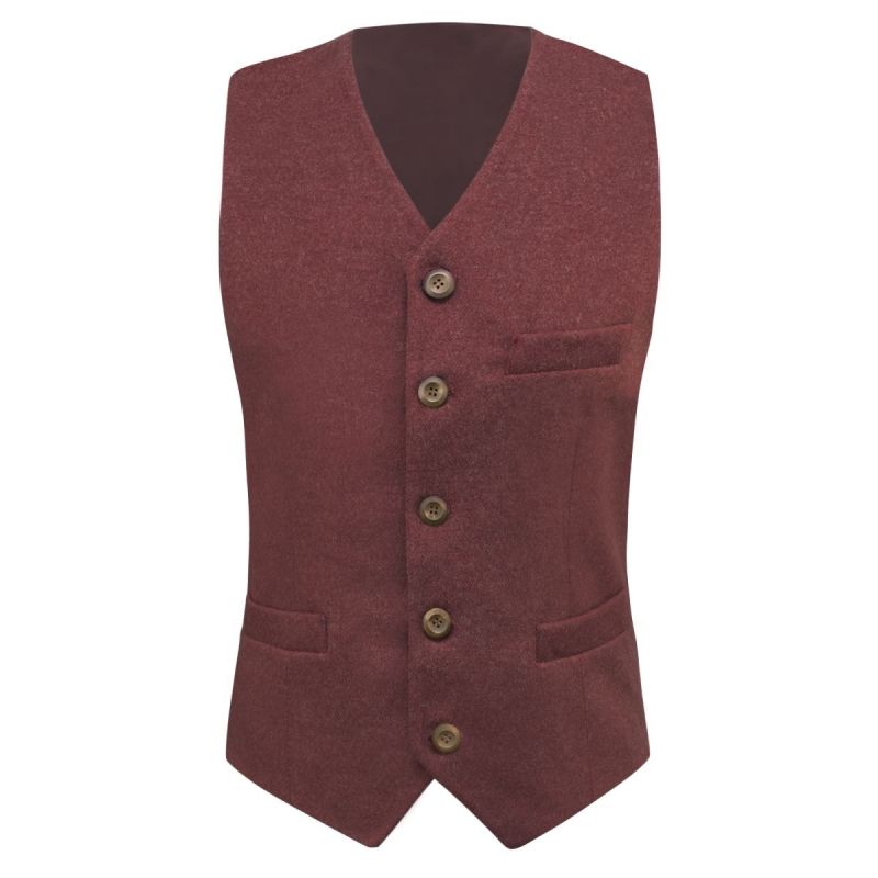 King & Priory Maroon Red Donegal Tweed Waistcoat