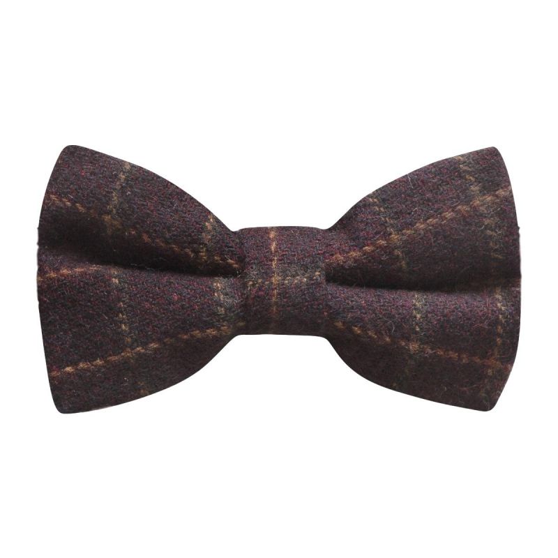 king & priory Merlot Red Tattersall Check Bow Tie