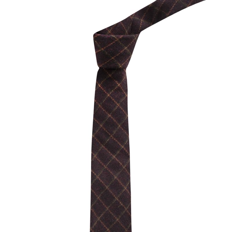 King & Priory Merlot Red Tattersall Check Tie