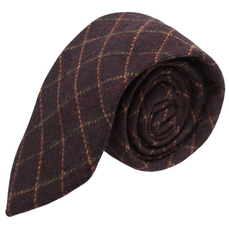 king & priory Merlot Red Tattersall Check Tie