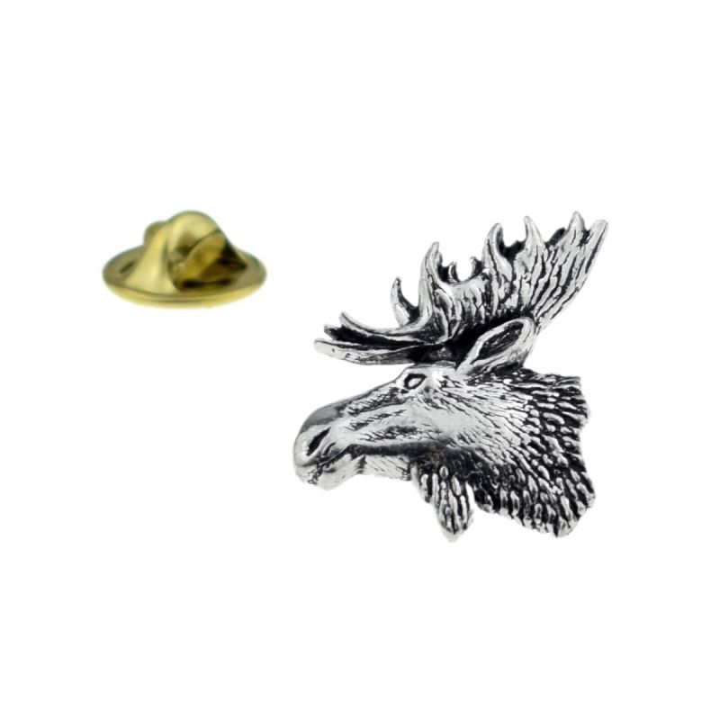 king & priory Moose Head Pewter Lapel Pin