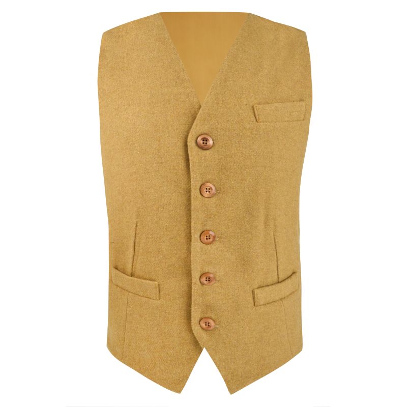 King & Priory Mustard Woven Wool Waistcoat