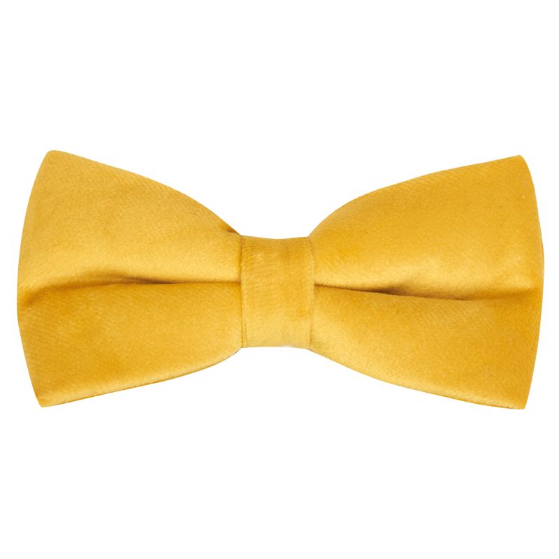 king & priory Mustard Yellow Velvet Bow Tie