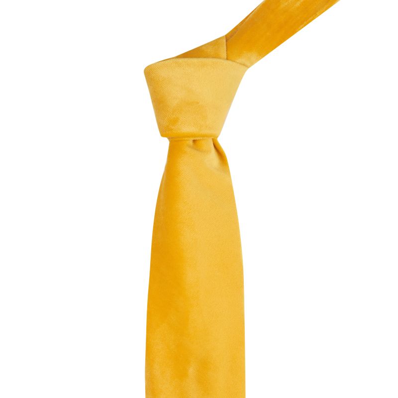 King & Priory Mustard Yellow Velvet Tie