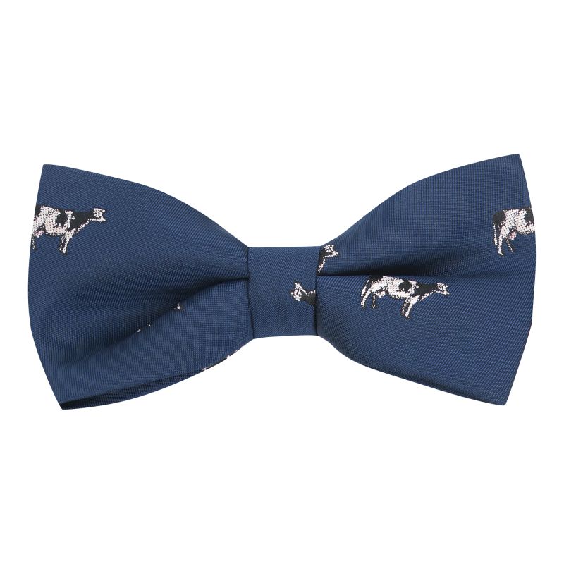 king & priory Navy Blue Cow Embroidered Bow Tie