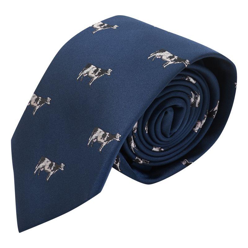 King & Priory Navy Blue Cow Embroidered Tie