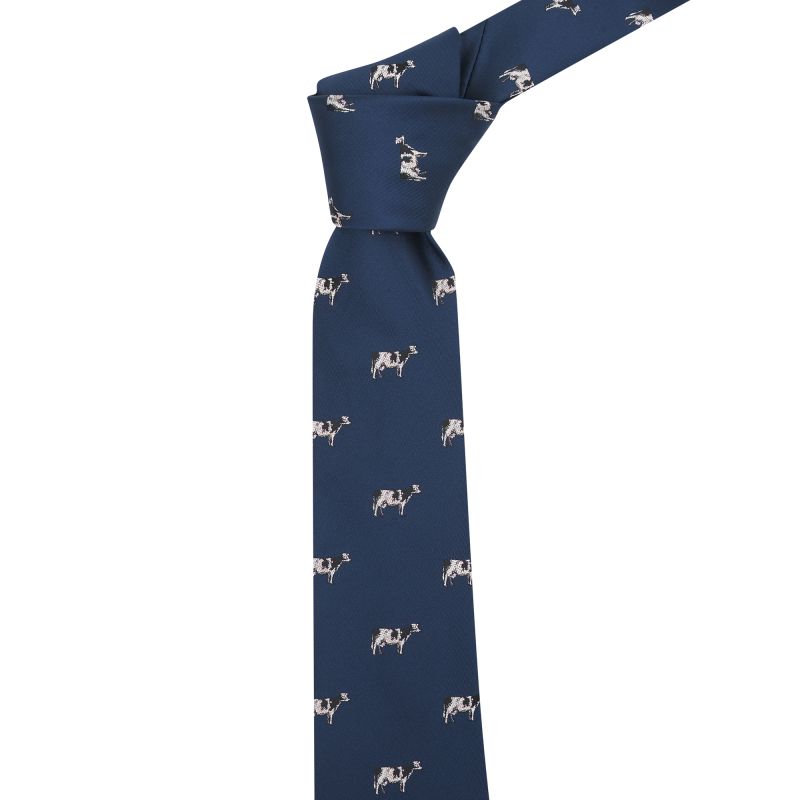 king & priory Navy Blue Cow Embroidered Tie