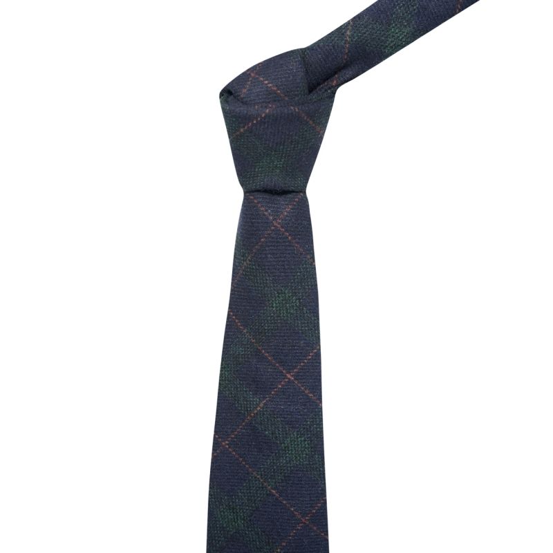 King & Priory Navy Blue & Dark Green Check Tie