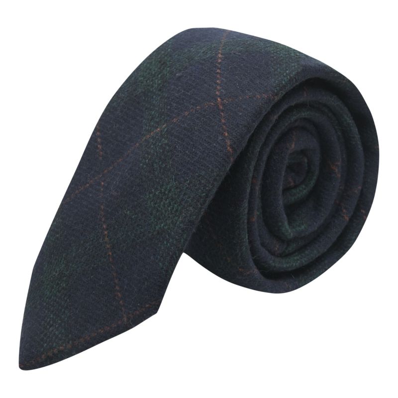 king & priory Navy Blue & Dark Green Check Tie