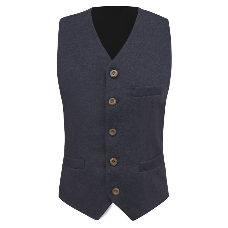 King & Priory Navy Blue Donegal Tweed Waistcoat