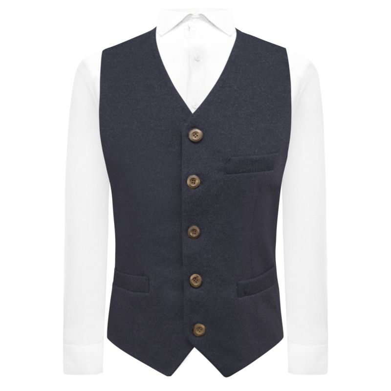 king & priory Navy Blue Donegal Tweed Waistcoat