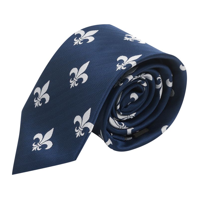 king & priory Navy Blue Fleur De Lys Herringbone Tie