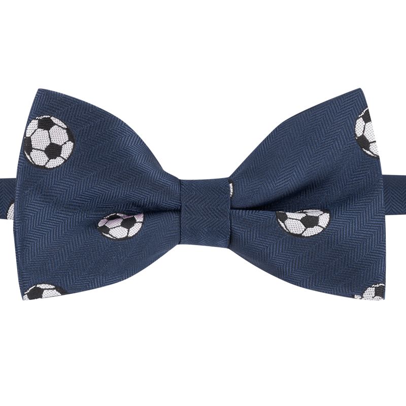 King & Priory Navy Blue Football Herringbone Bow Tie