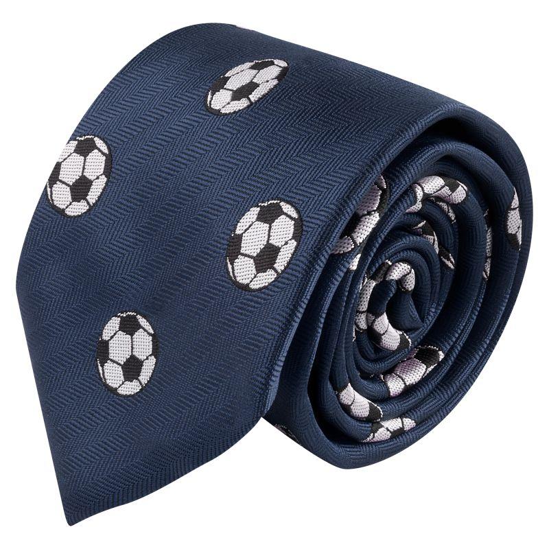 King & Priory Navy Blue Football Herringbone Tie