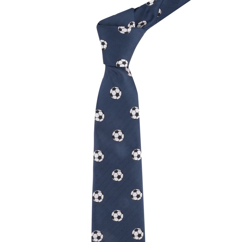 king & priory Navy Blue Football Herringbone Tie