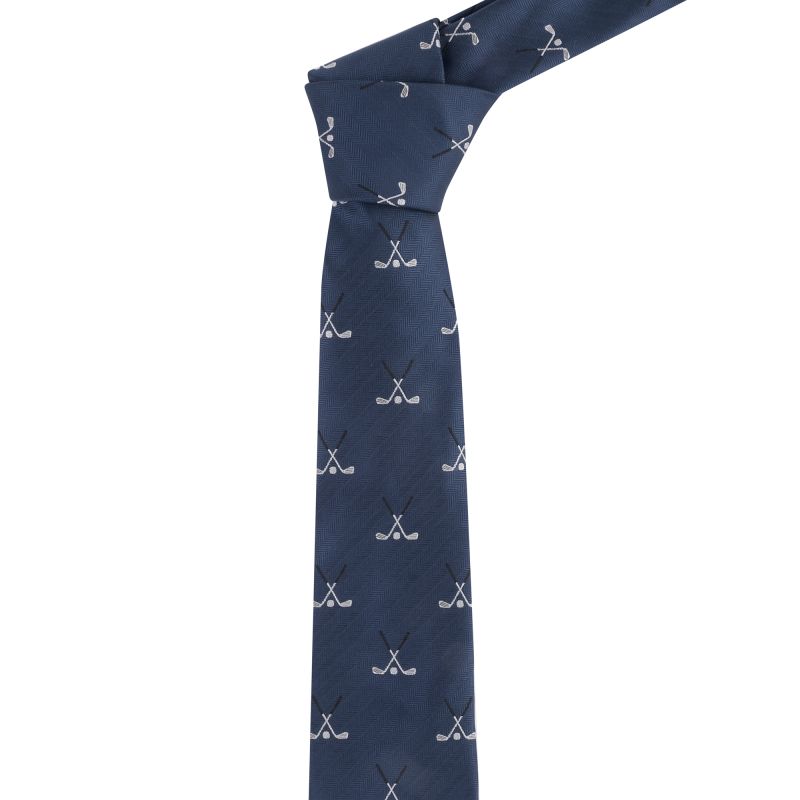 king & priory Navy Blue Golf Clubs Herringbone Tie