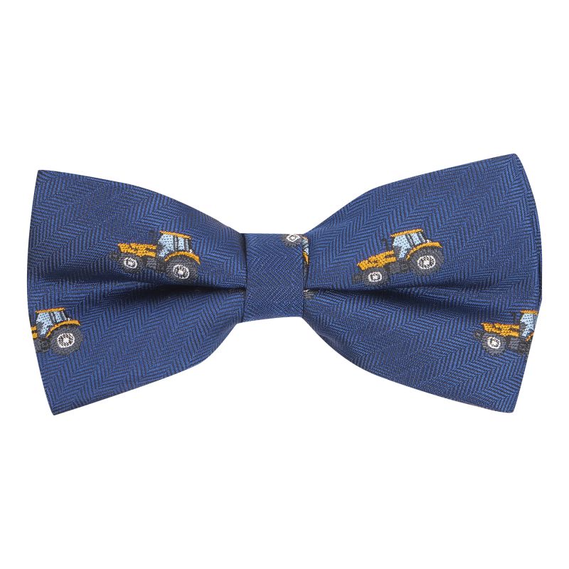 king & priory Navy Blue Herringbone Tractor Bow Tie
