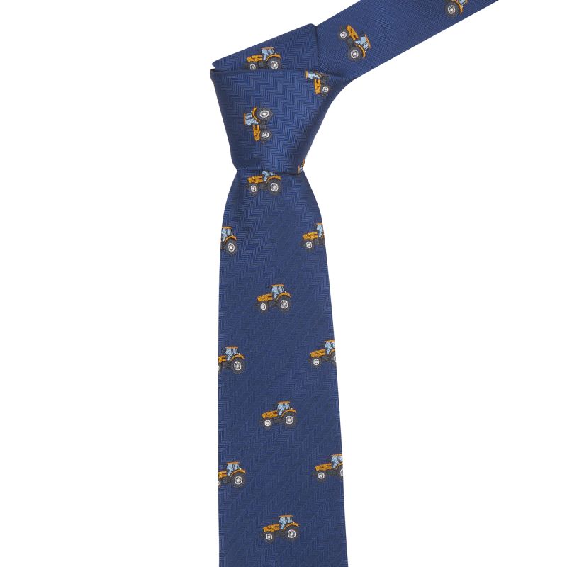 King & Priory Navy Blue Herringbone Tractor Tie