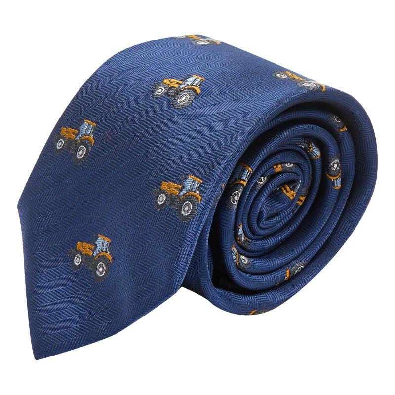king & priory Navy Blue Herringbone Tractor Tie