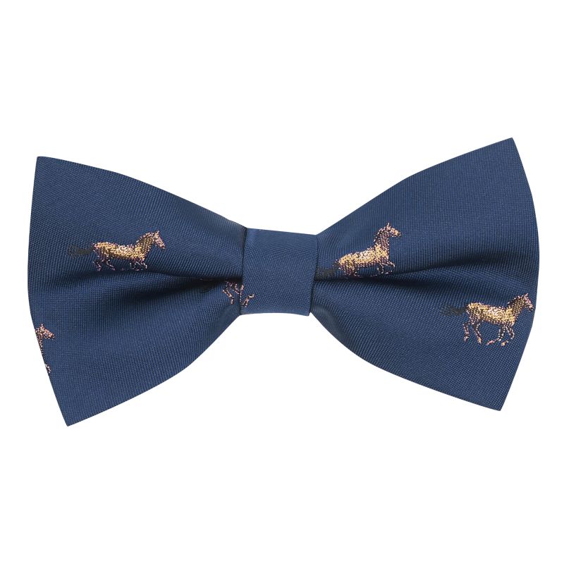 king & priory Navy Blue Horse Embroidered Bow Tie