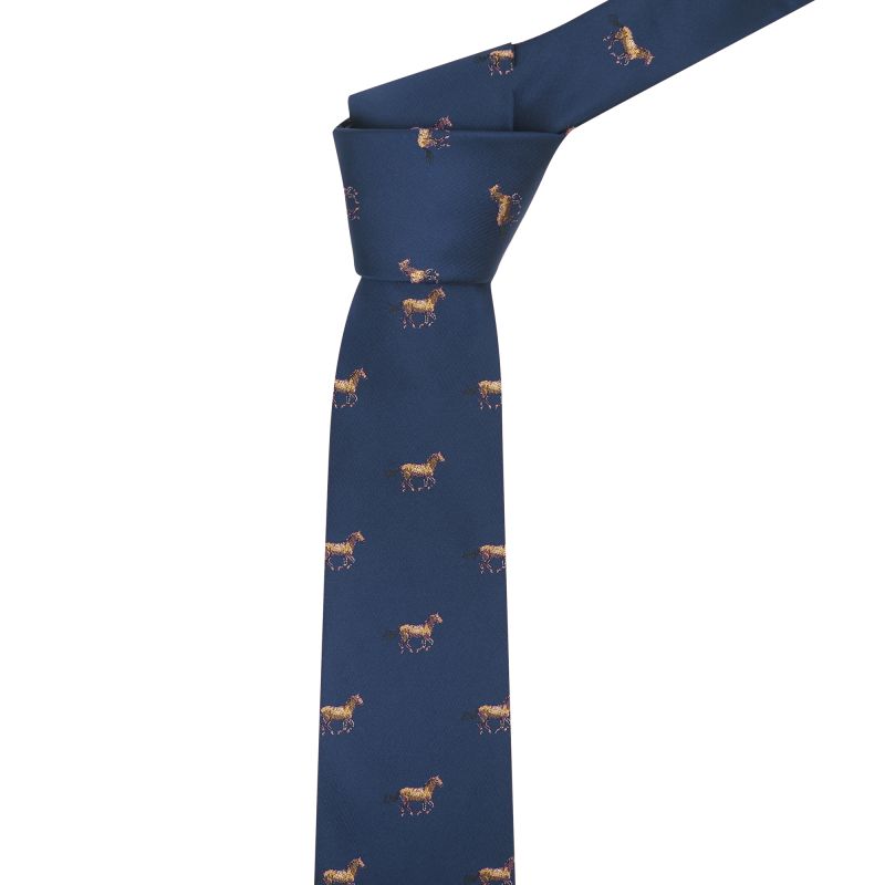 King & Priory Navy Blue Horse Embroidered Tie