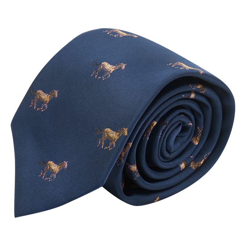 king & priory Navy Blue Horse Embroidered Tie