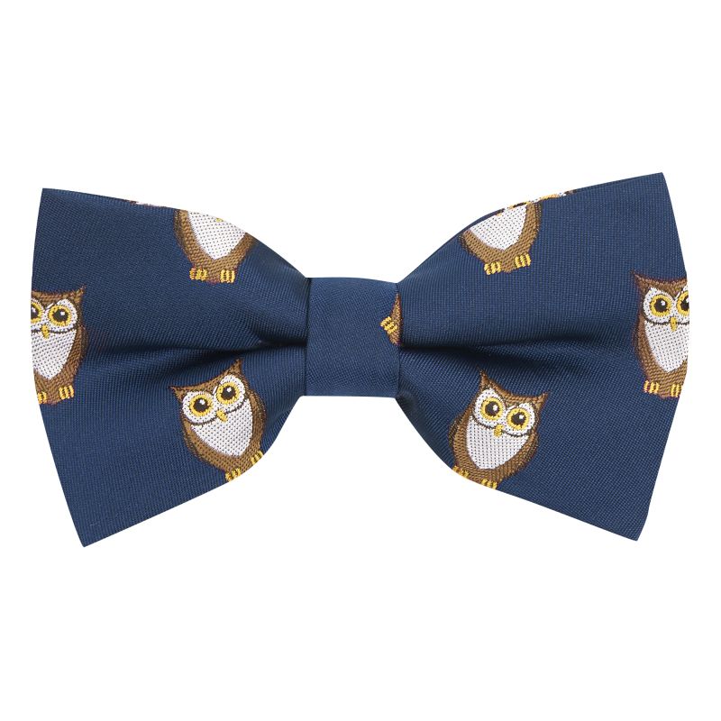 king & priory Navy Blue Owl Embroidered Bow Tie