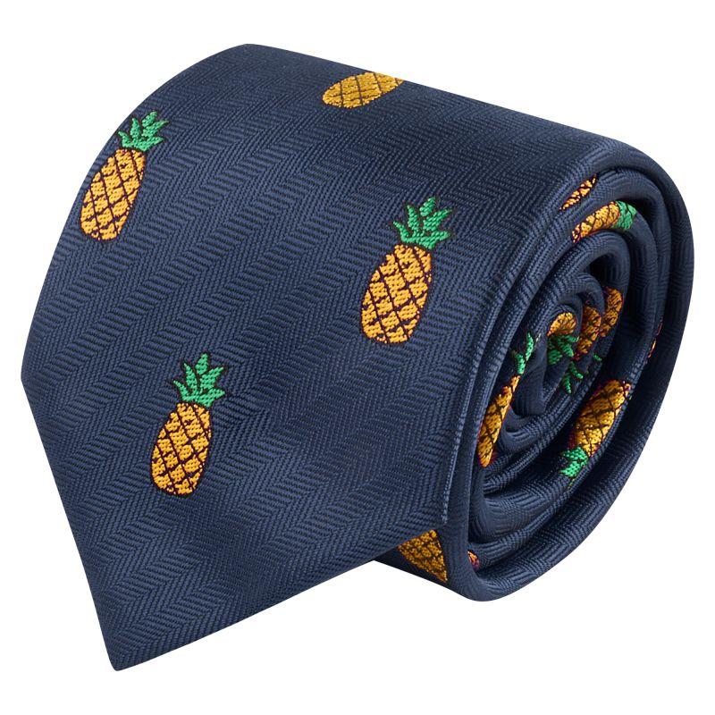 King & Priory Navy Blue Pineapple Herringbone Tie