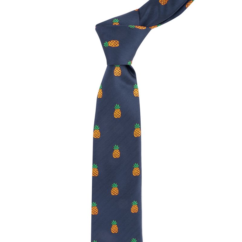 king & priory Navy Blue Pineapple Herringbone Tie