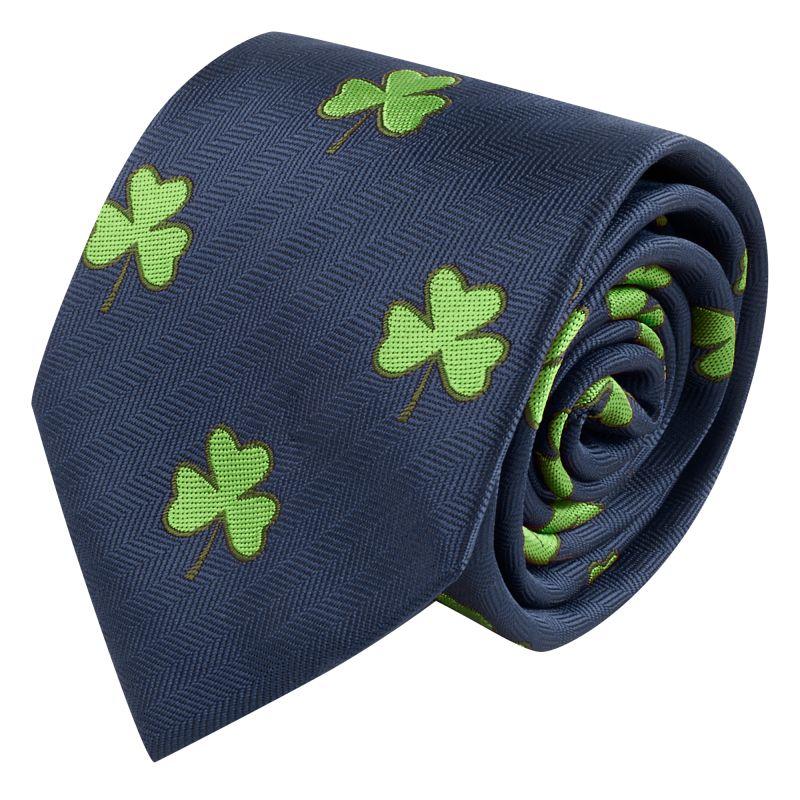 King & Priory Navy Blue Shamrock Herringbone Tie