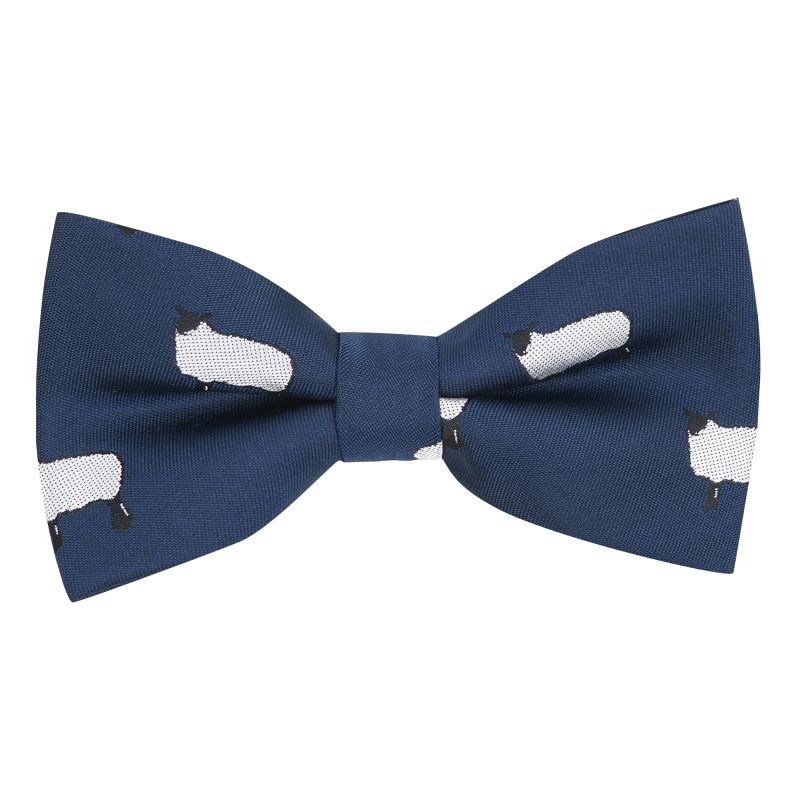 king & priory Navy Blue Sheep Embroidered Bow Tie