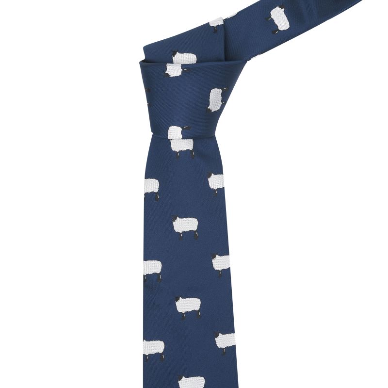 king & priory Navy Blue Sheep Embroidered Tie