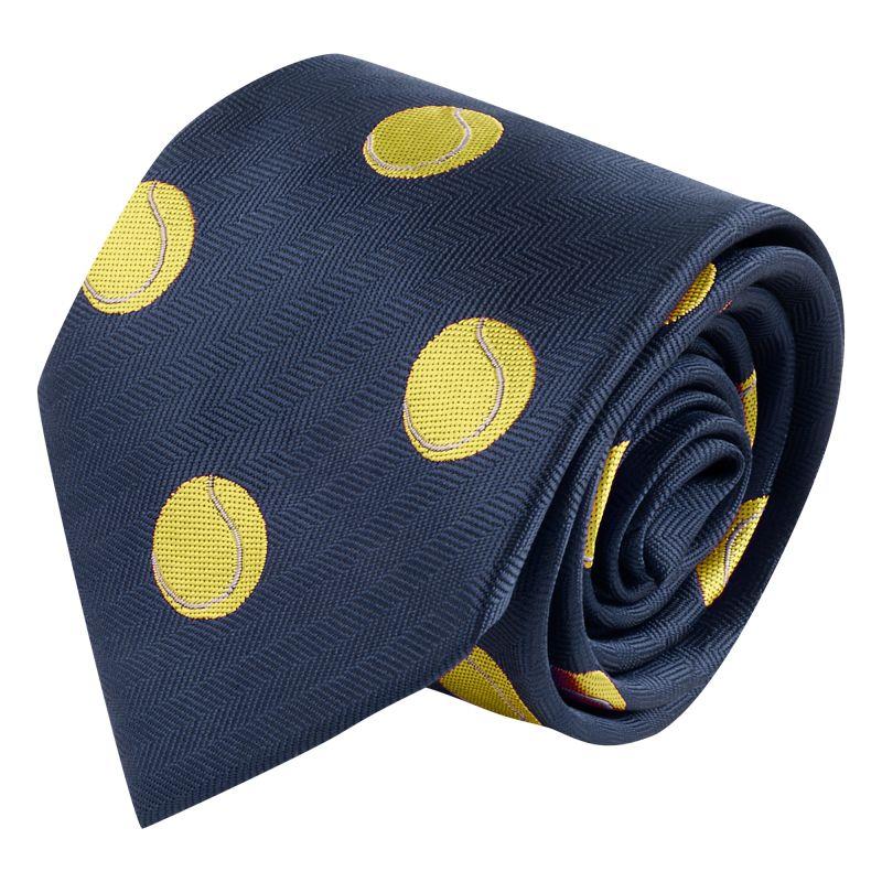 King & Priory Navy Blue Tennis Ball Herringbone Tie
