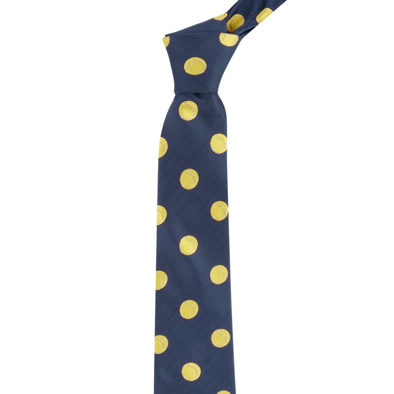 king & priory Navy Blue Tennis Ball Herringbone Tie